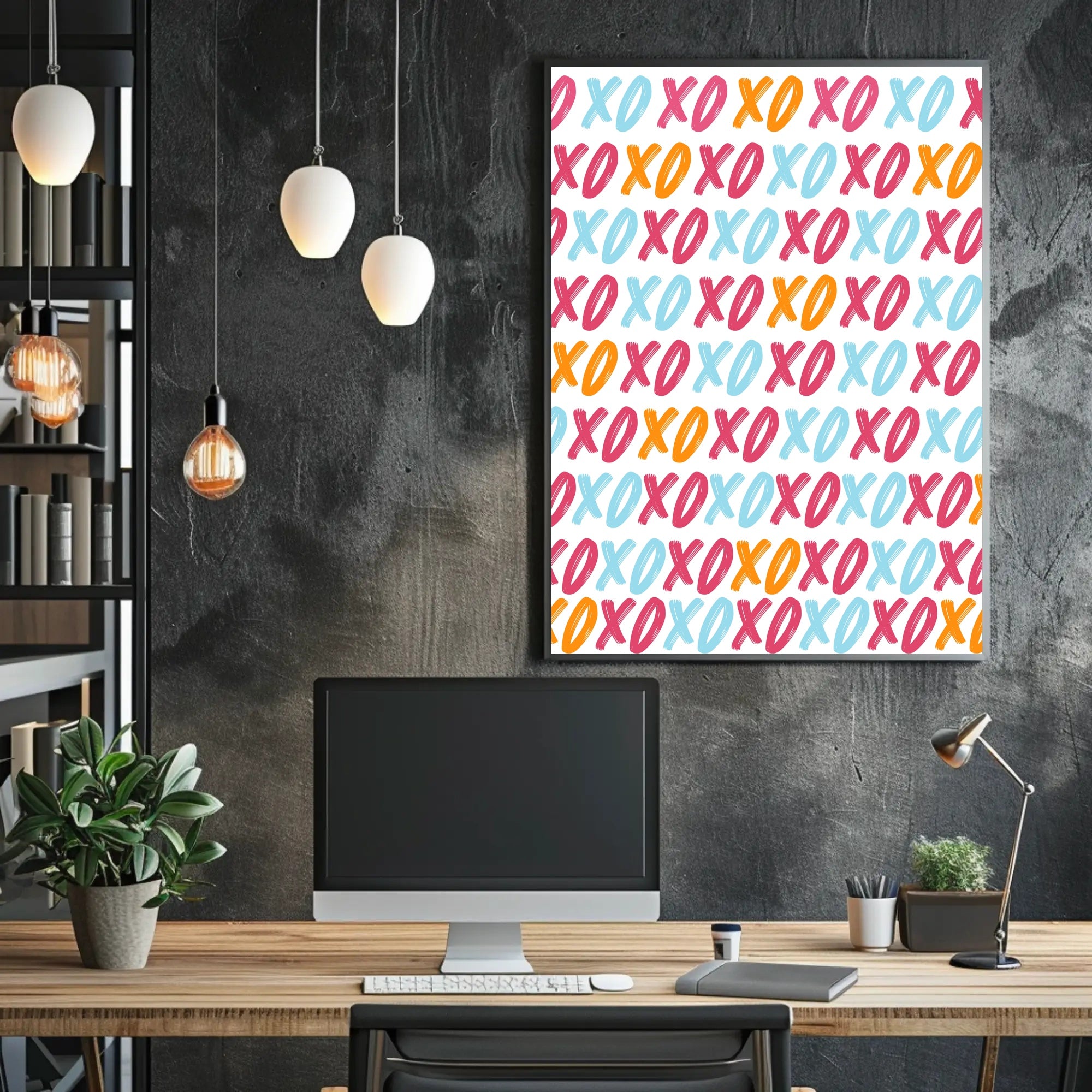 XO Pattern Art Poster with Playful Modern Design PosterGoat