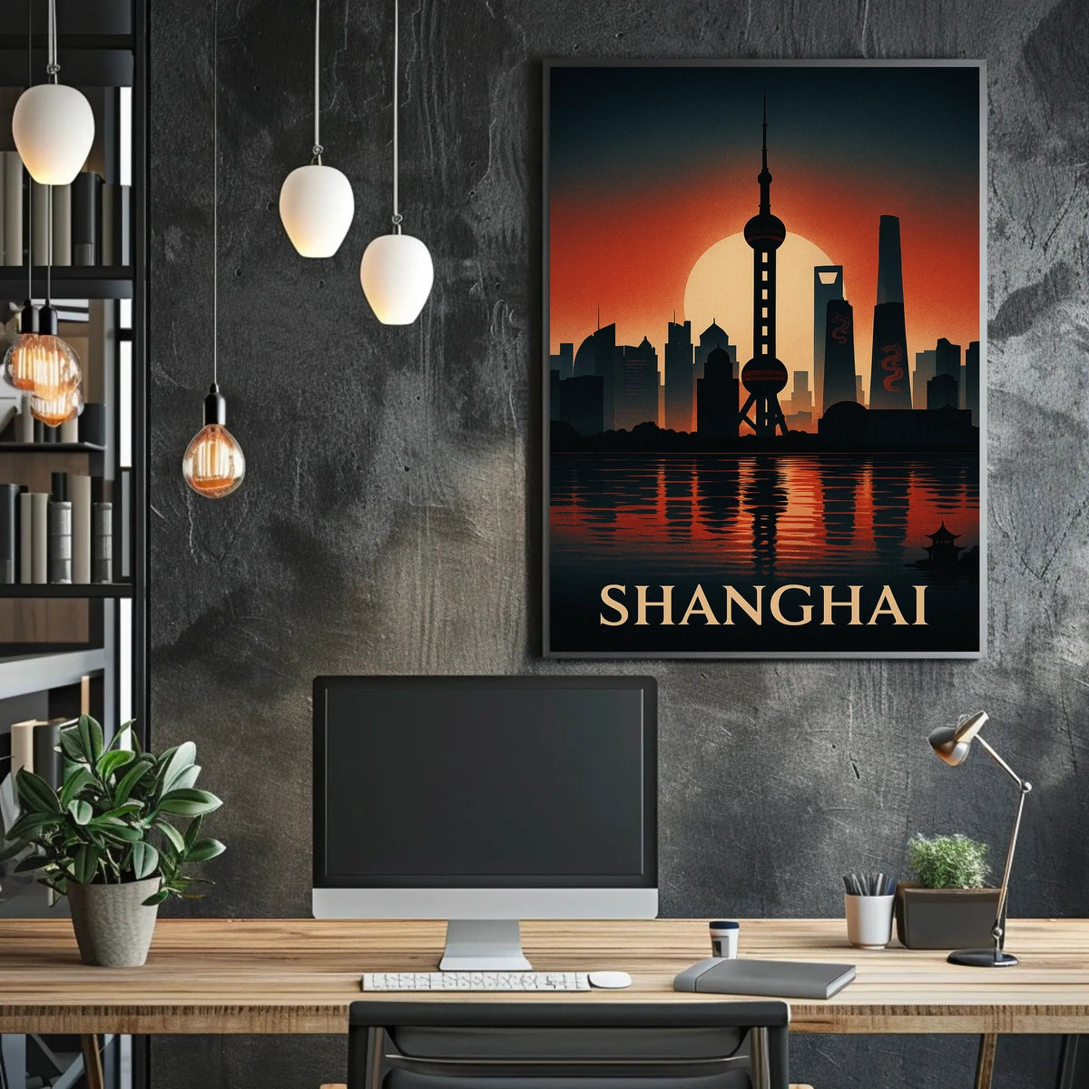 Shanghai Skyline at Sunset Poster