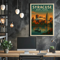 Scenic Syracuse Cityscape Poster Abstract Wall Art