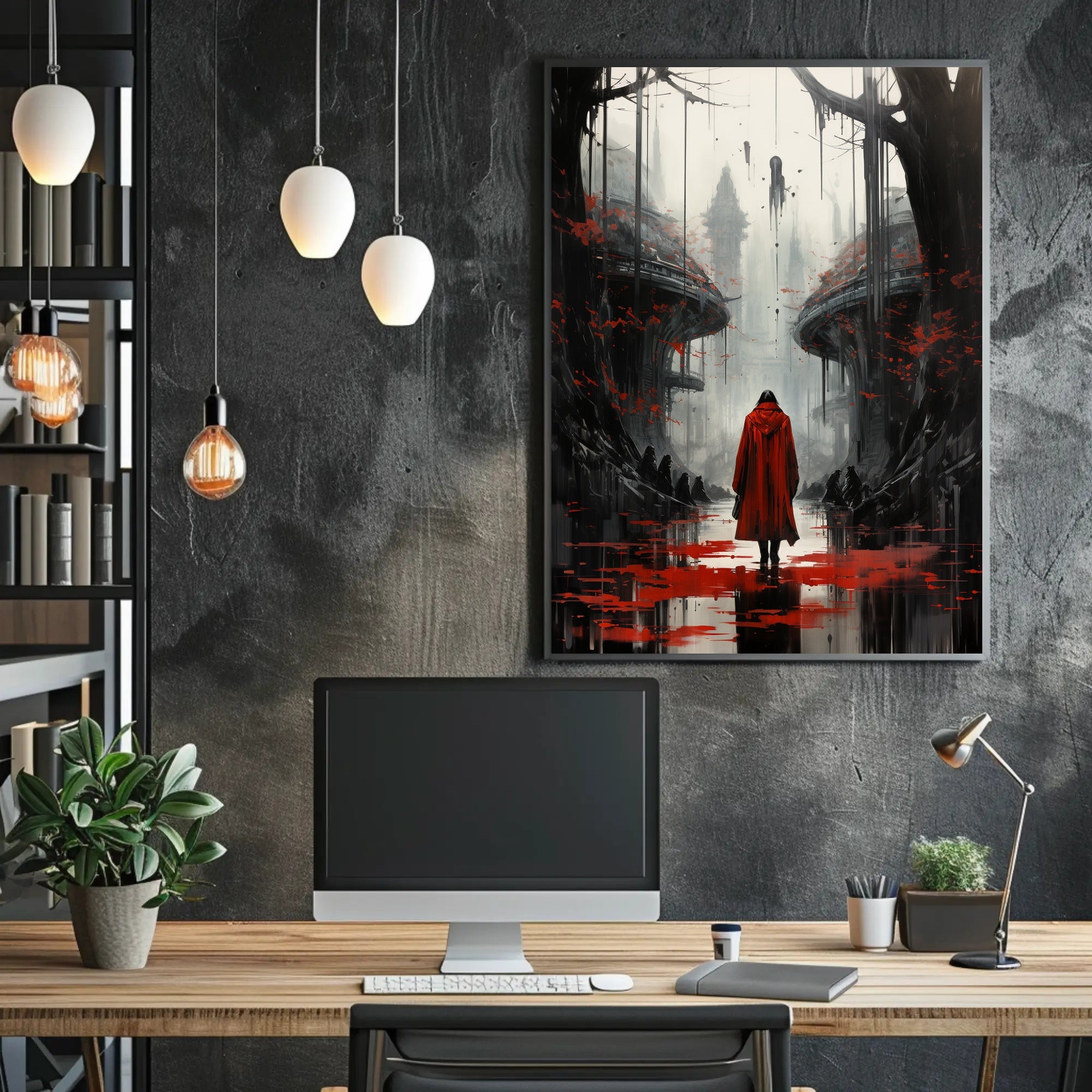 The Red Cloak In A Dystopian Realm Poster