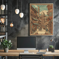 Vintage Market Scene Poster
