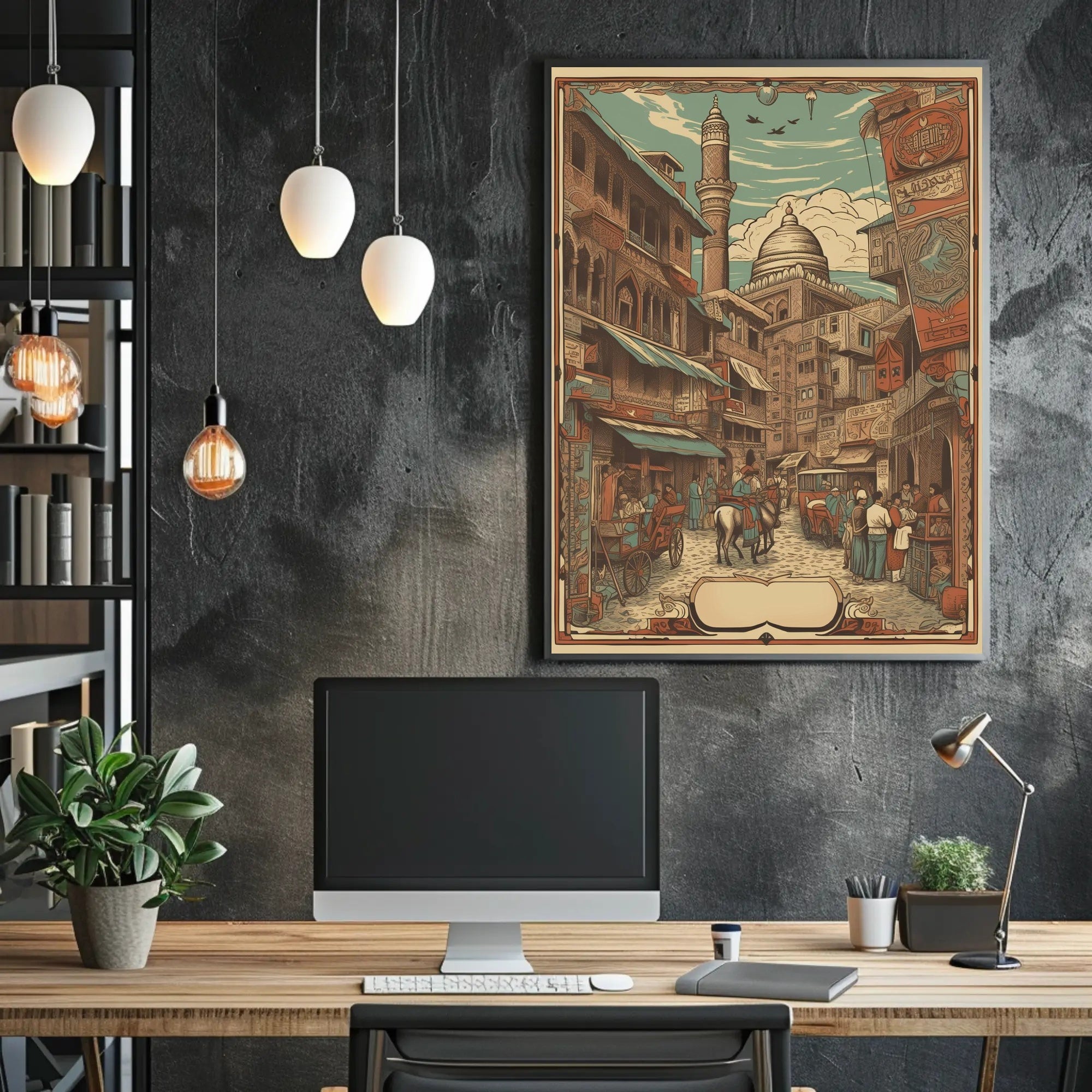 Vintage Market Scene Poster