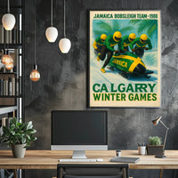 Jamaica Bobsleigh Team 1988 Winter Poster