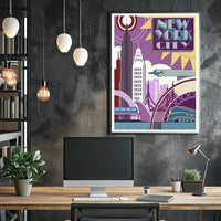 New York City Art Deco Poster Geometric Skyline Wall Art