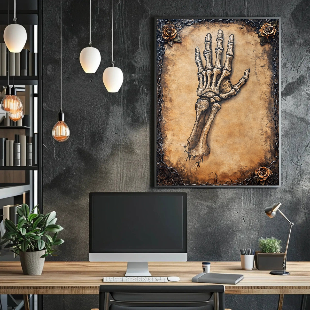 Skeletal Hand Emerging Art Design - Abstract, Artistic Poster