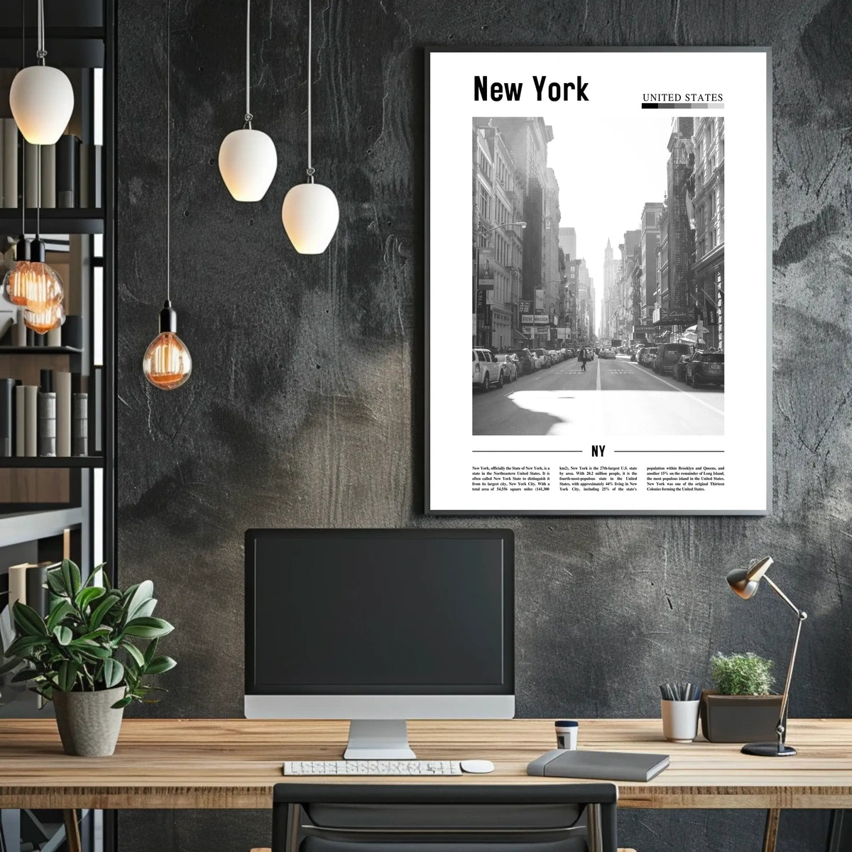 New York City Black And White Poster Modern Wall Art