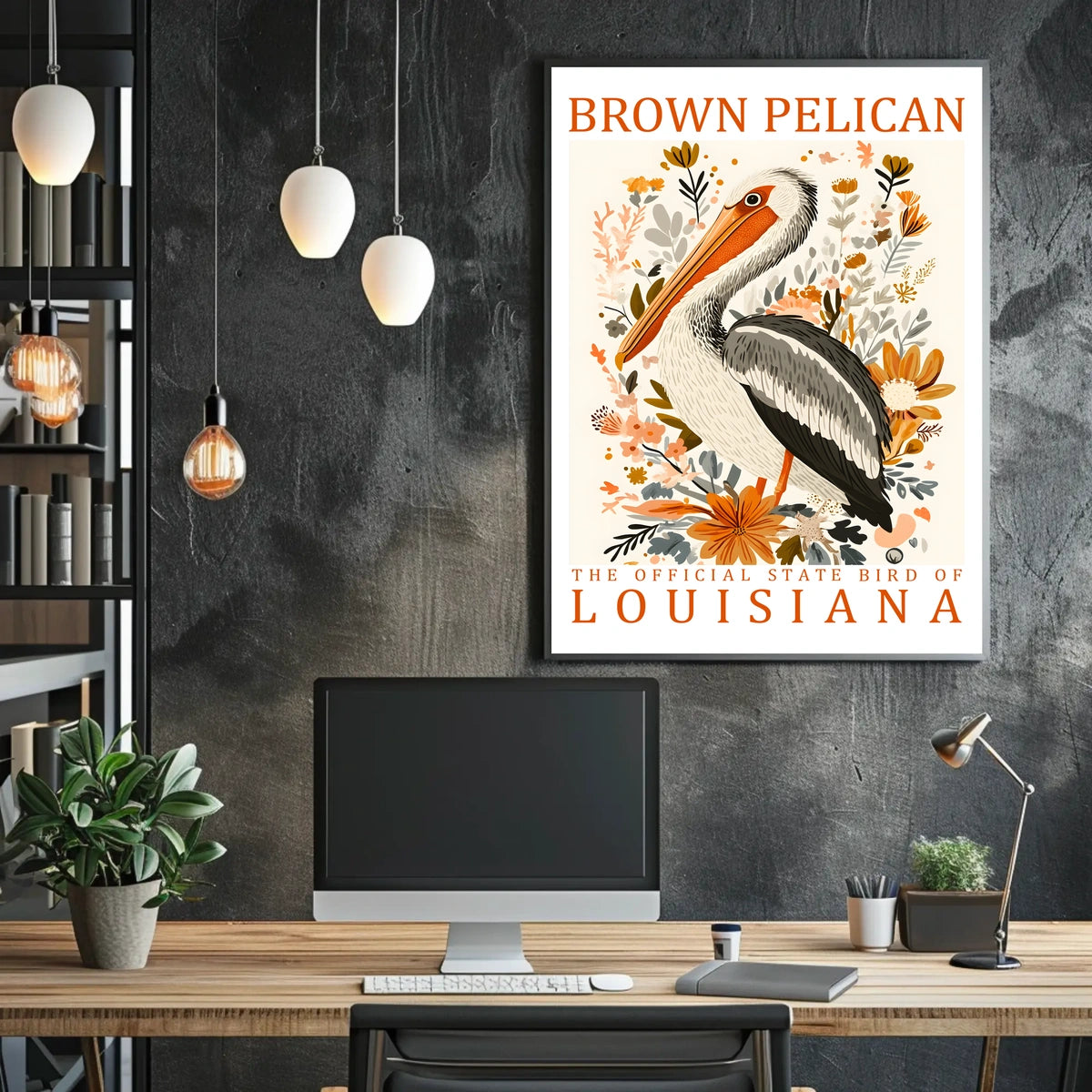 Brown Pelican Louisiana Nature Art Poster Print