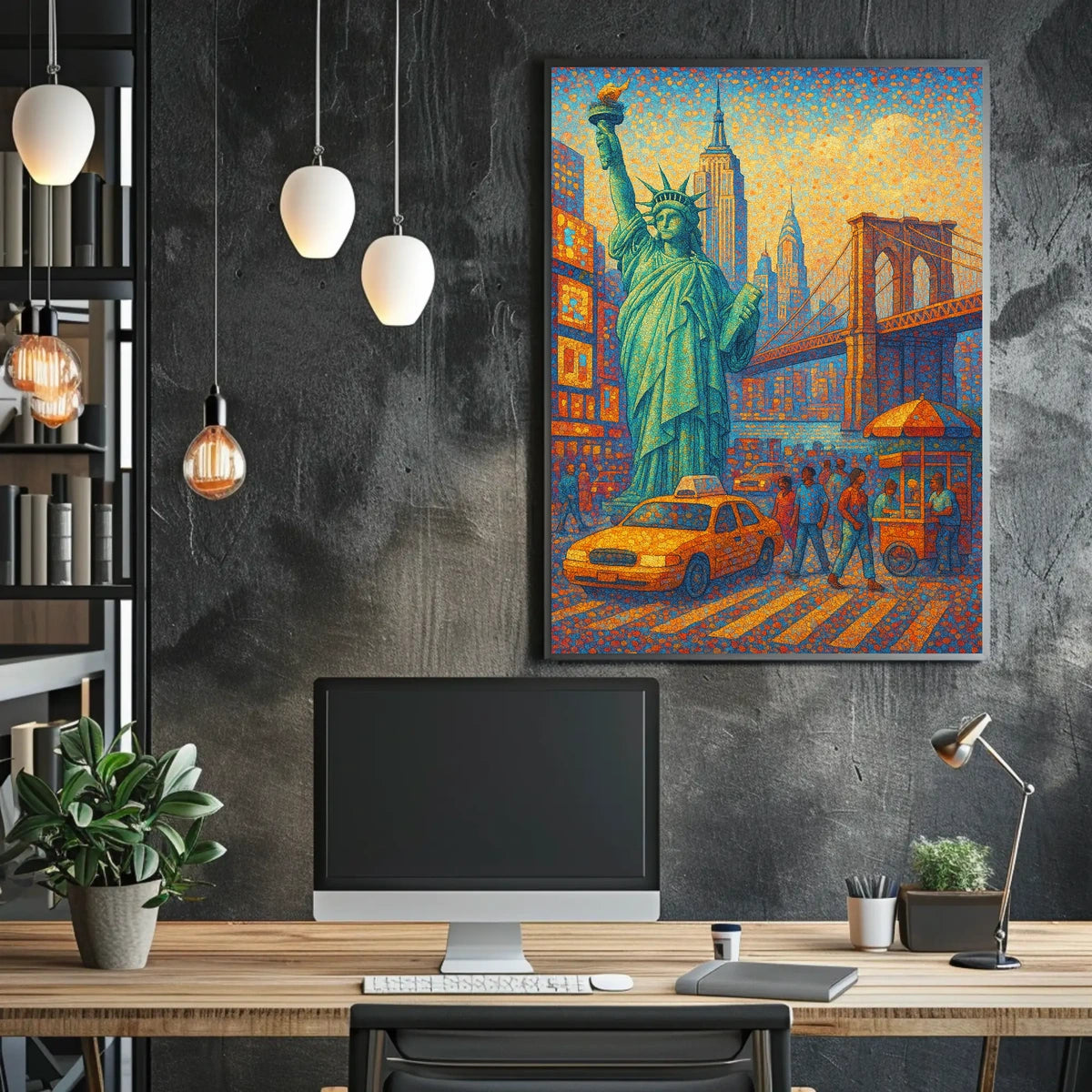 New York City Poster Abstract Mosaic Colorful Wall Art