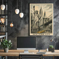 New York City Poster Vintage Travel Cityscape Wall Art
