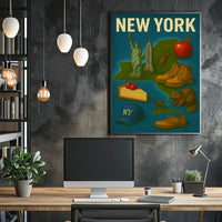 New York Nostalgia Cityscape Poster Vintage Wall Art