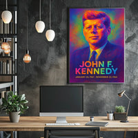 John F. Kennedy 35th President of the United States Neon Gradient Overlay Poster