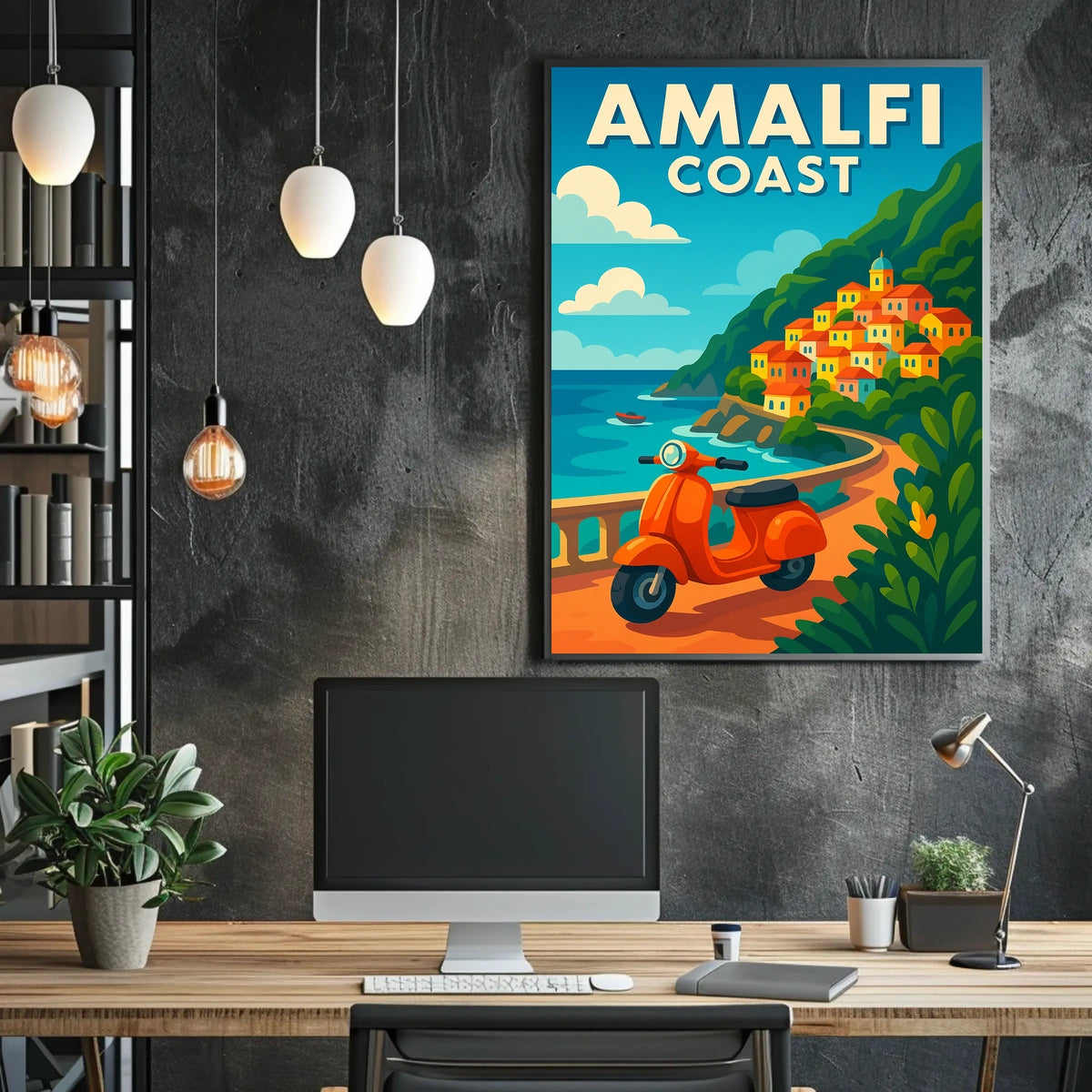 Amalfi Coast Adventure Poster Wall Art Coastal Decor 18x24