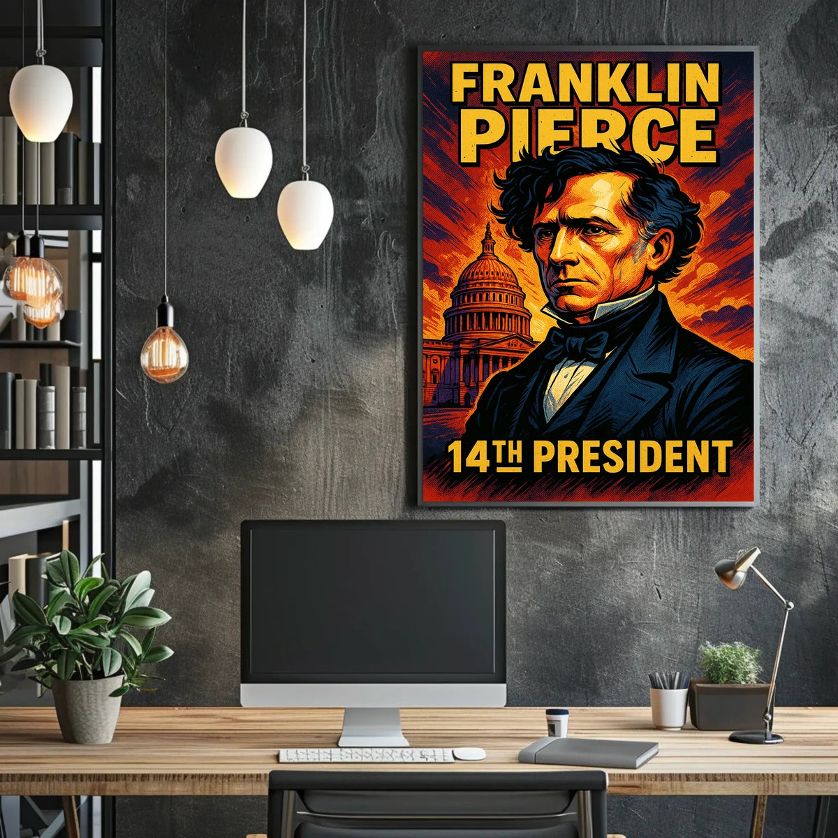 Franklin Pierce 14th President Poster Vintage Wall Art