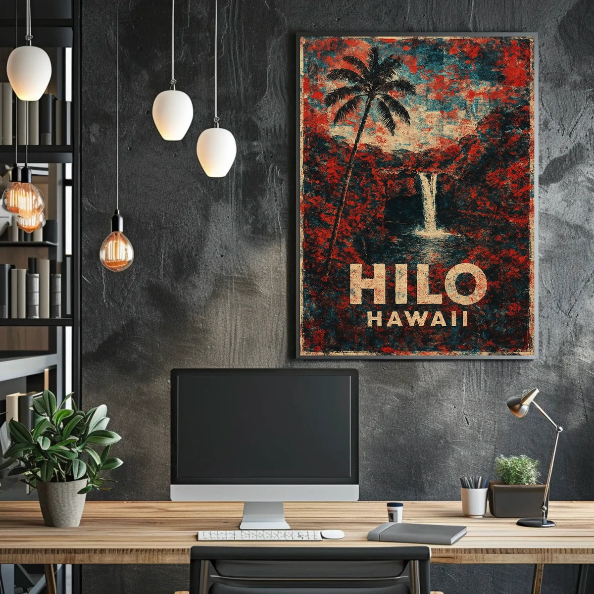 Hilo Hawaii Nostalgic Vintage Travel Poster