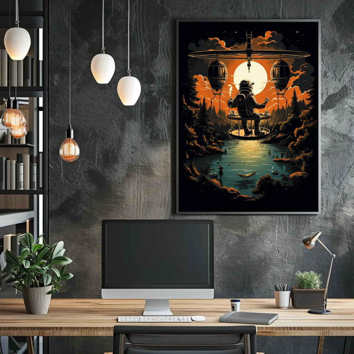 Astronauts Tranquil Evening Poster