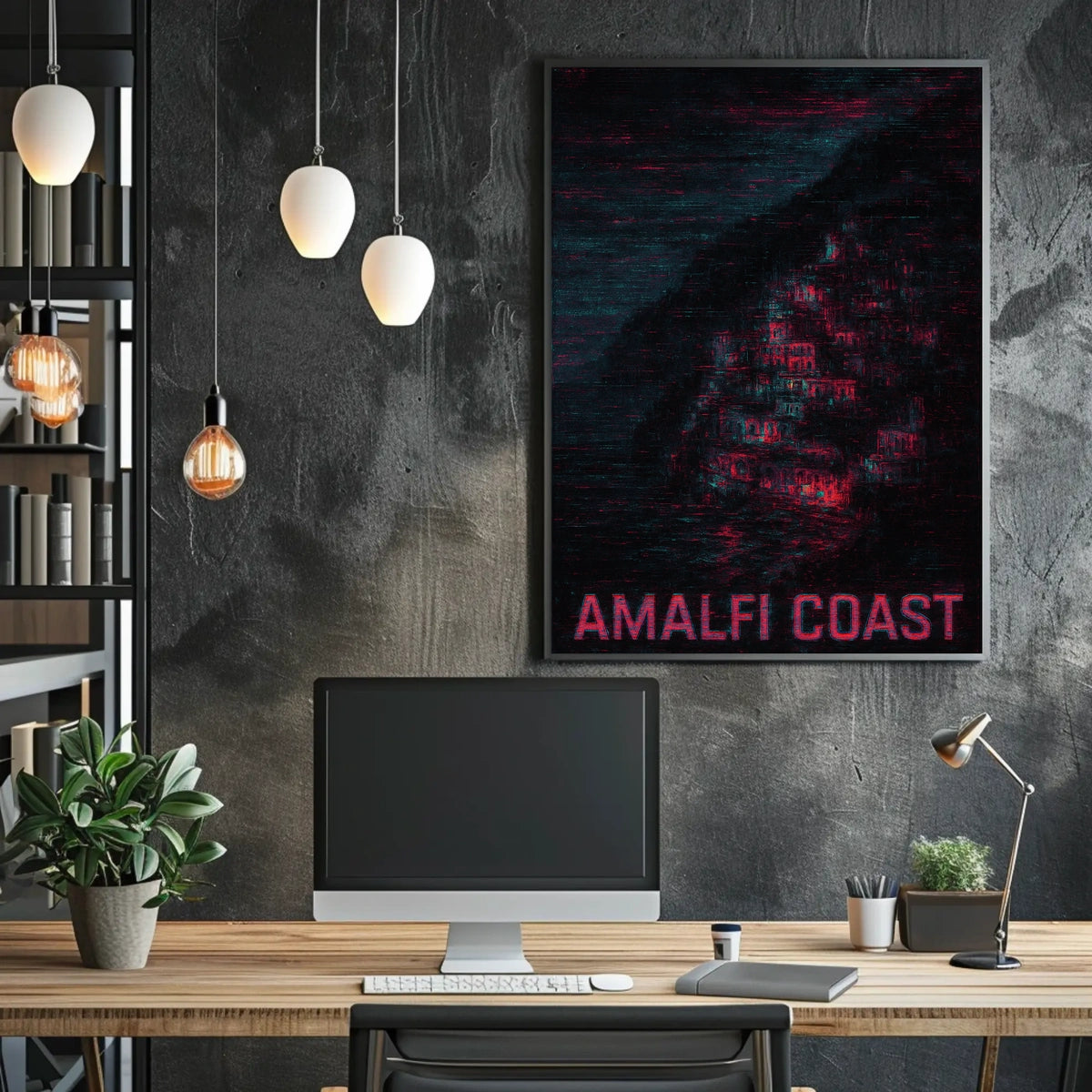Amalfi Coast Abstract Nightscape Poster Wall Art Decor