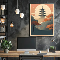 Serene Pagoda at Dusk Poster