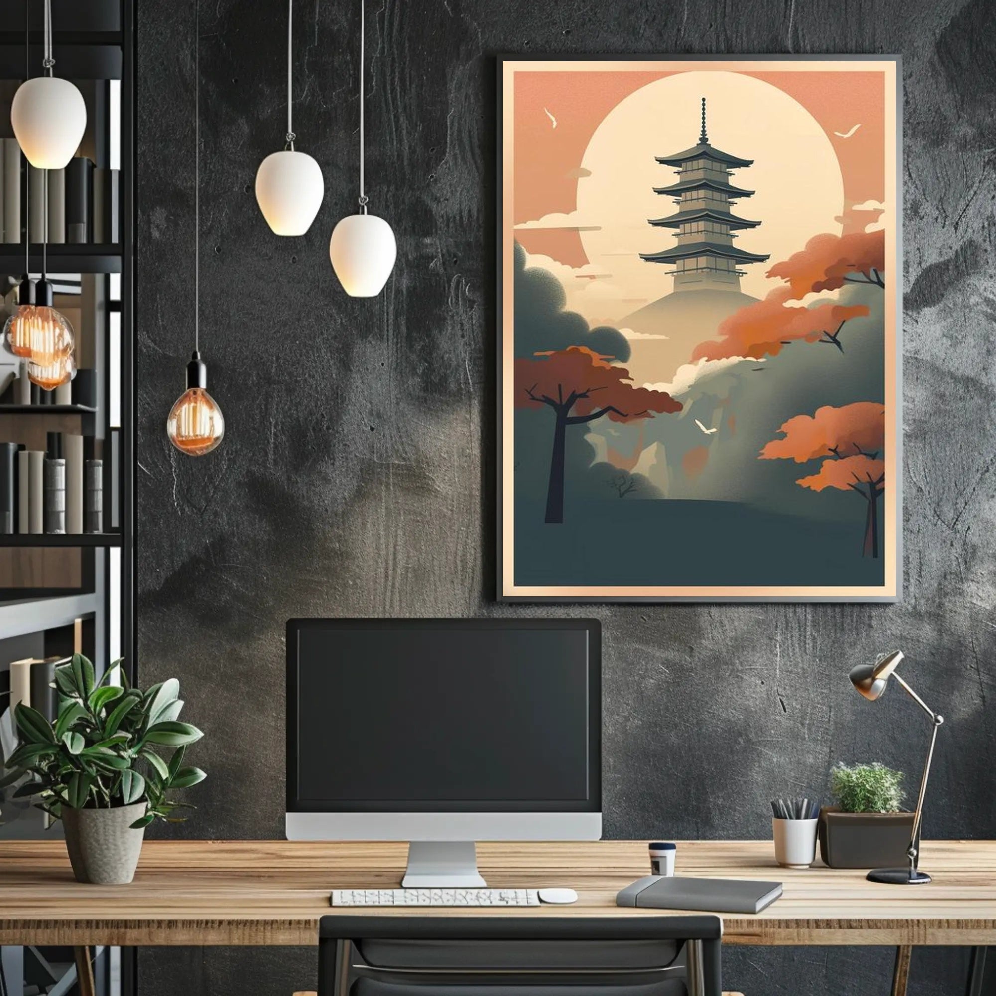 Serene Pagoda at Dusk Poster