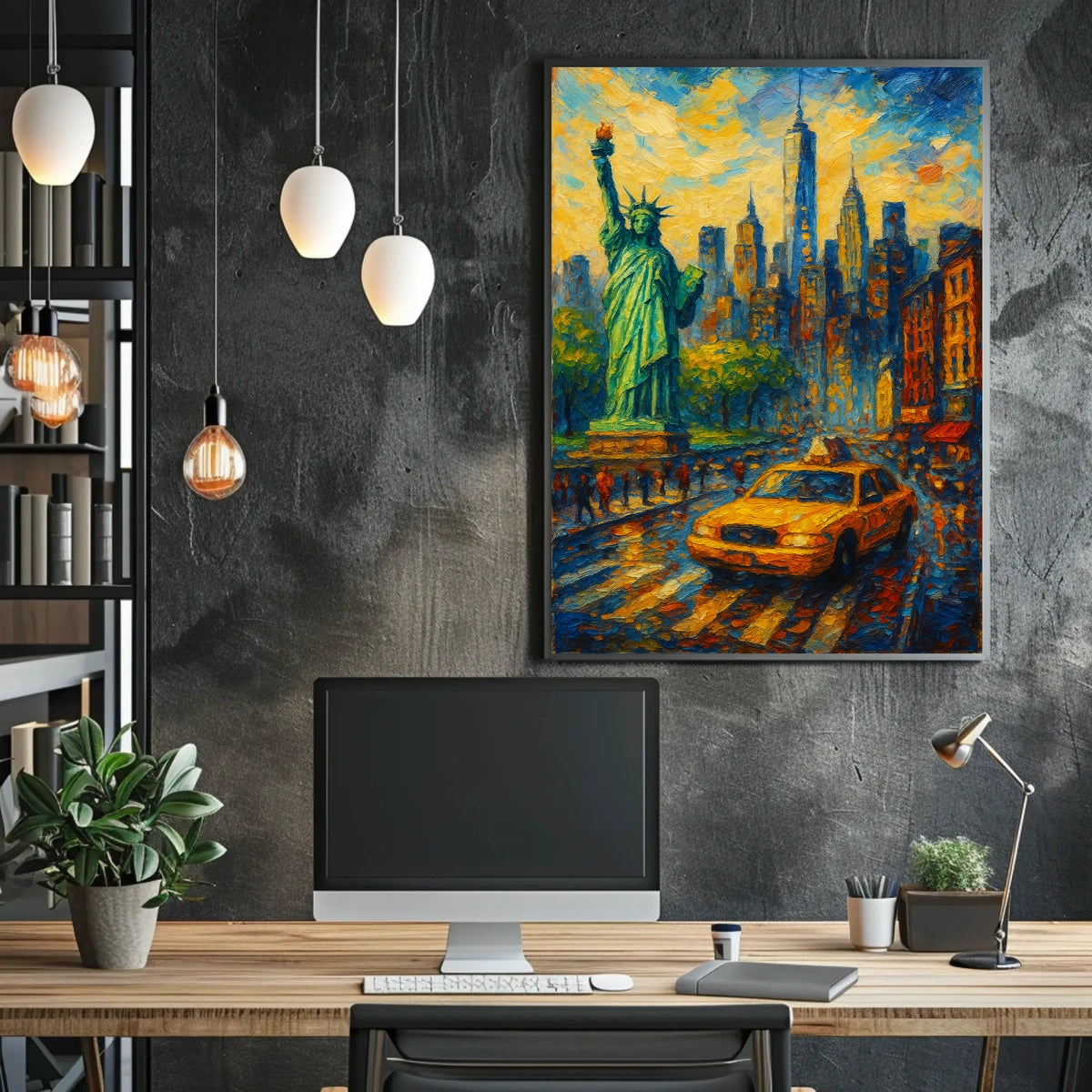 Statue Of Liberty New York Cityscape Poster Classic Wall Art