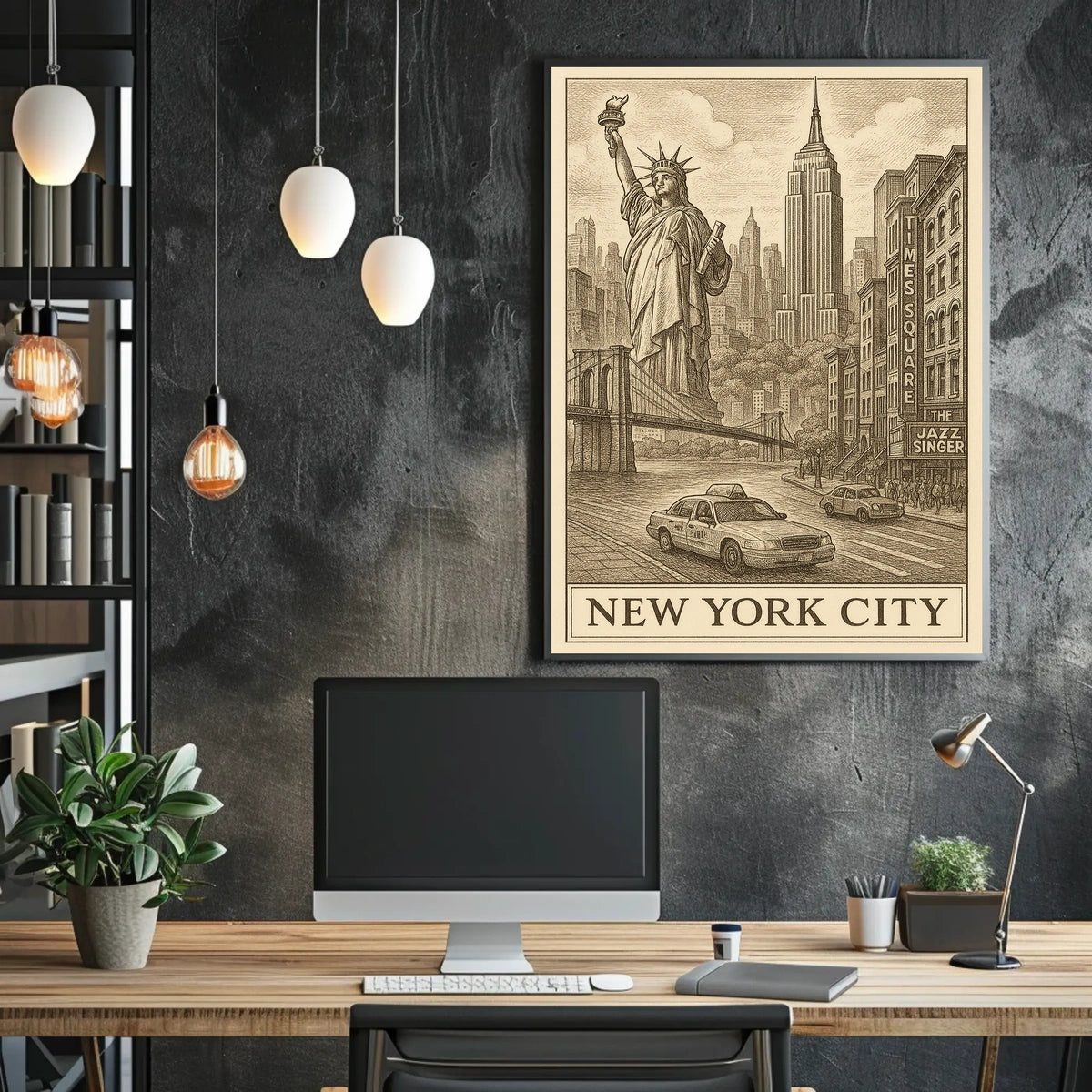 Timeless New York City Poster Vintage Sepia Urban Art Fans