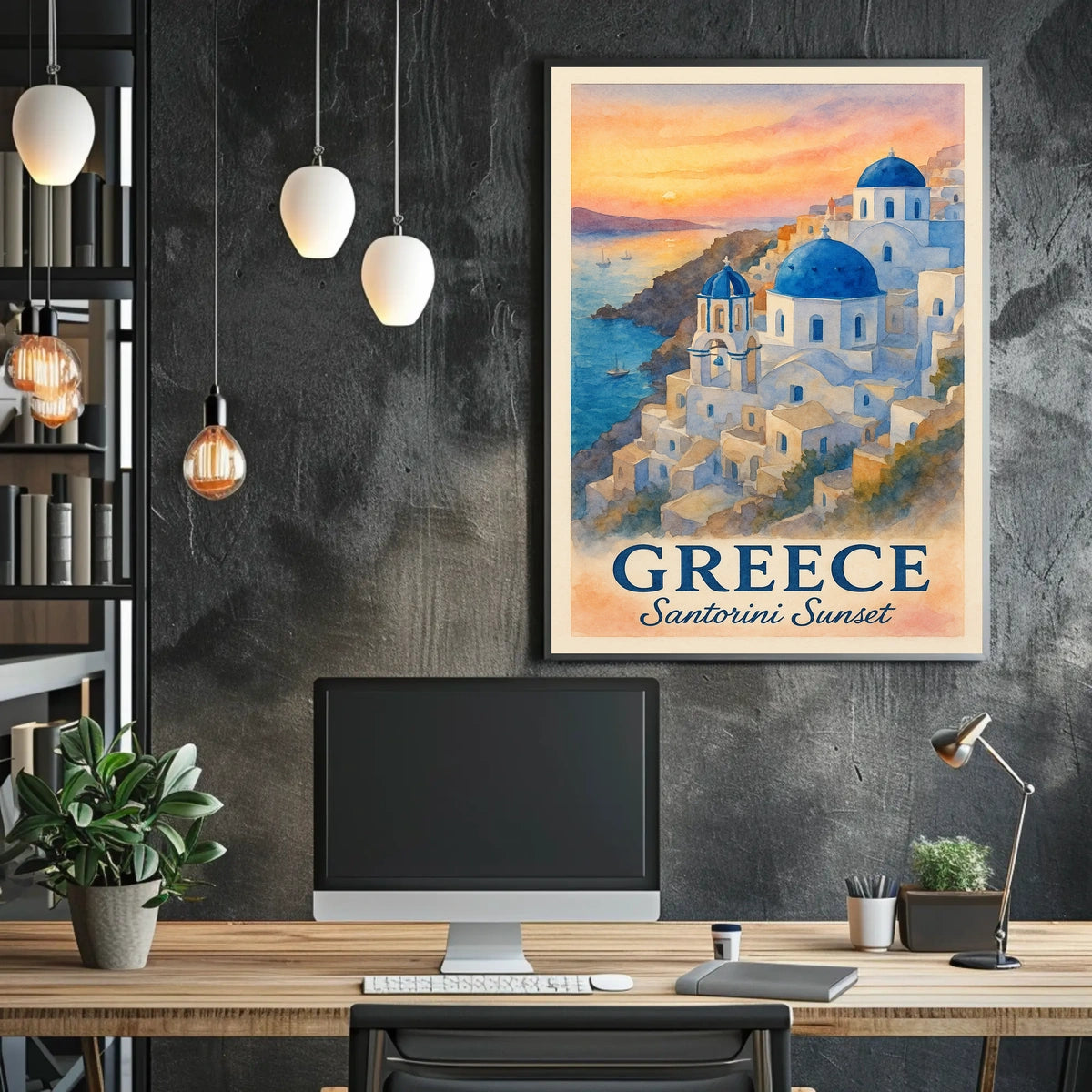 Santorini Sunset Poster