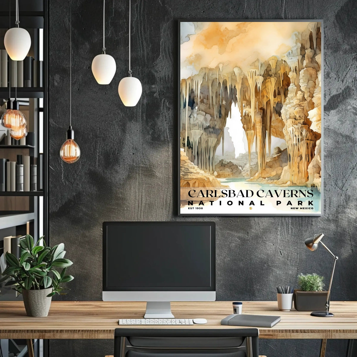 Carlsbad Caverns Watercolor Wall Art Poster