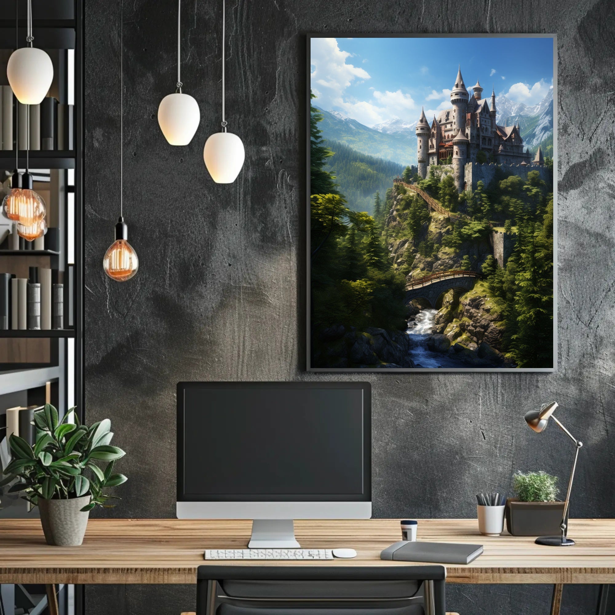 Enchanted Castle In The Mountains Poster PosterGoat