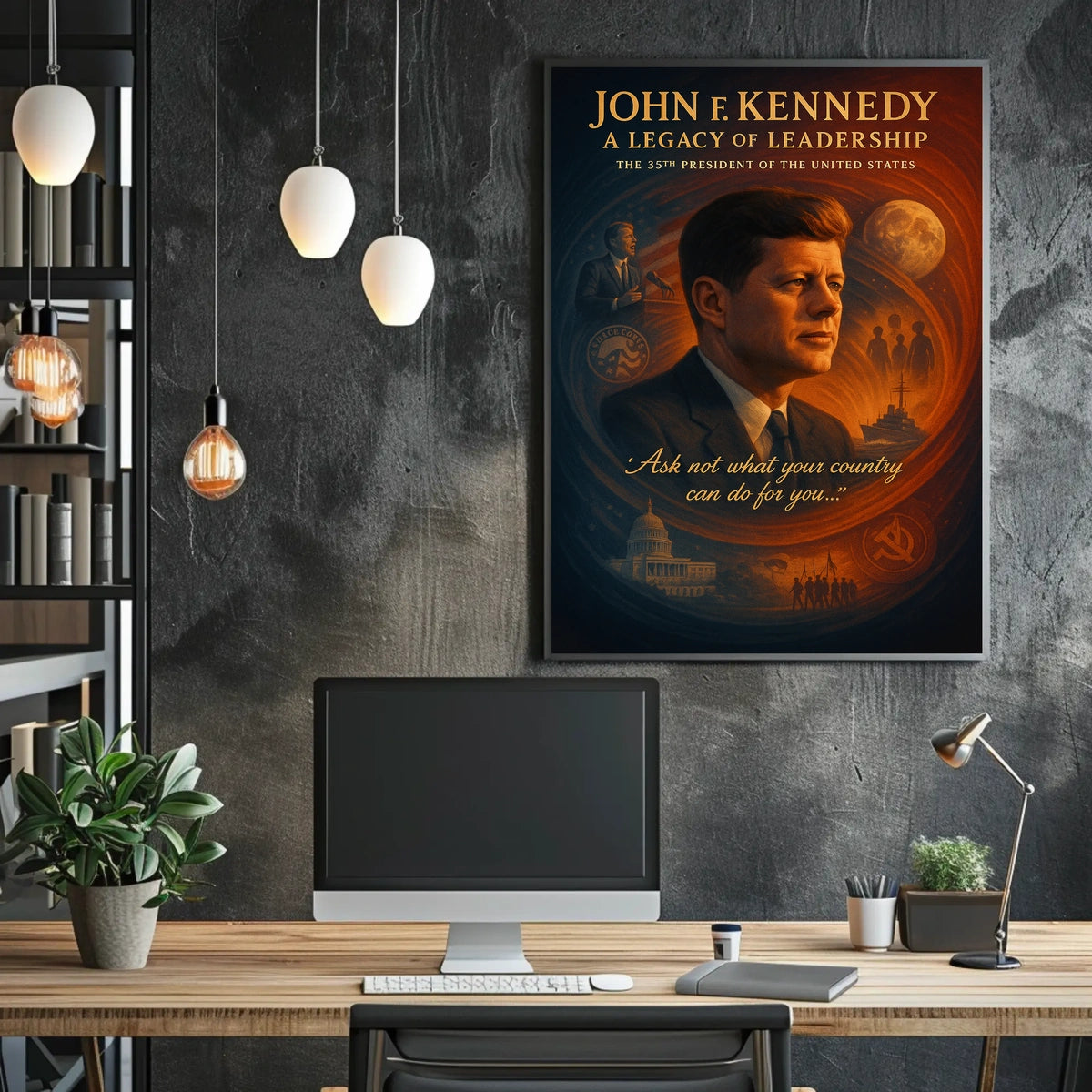 JFK Legacy Vintage Commemorative Leadership Poster Print