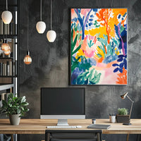 Vibrant Watercolor Forest Scene Abstract, Artistic, or Pop Culture Poster