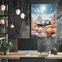 Surreal Vintage Car in Dreamscape Futuristic Sci-Fi Poster