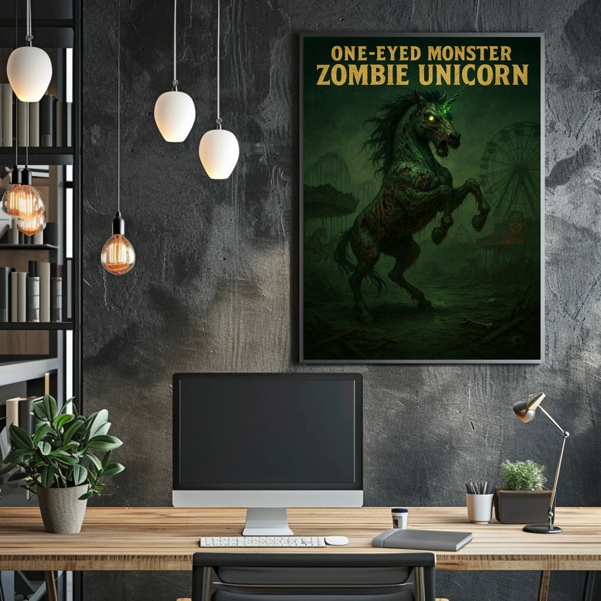 One-Eyed Monster Zombie Unicorn Poster