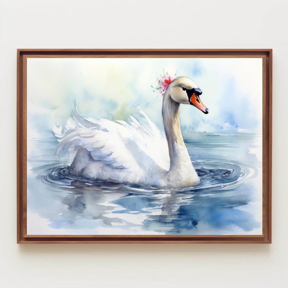 Graceful Swan in Watercolor Poster