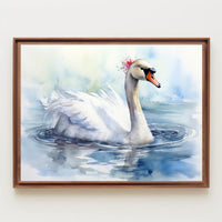 Graceful Swan in Watercolor Poster