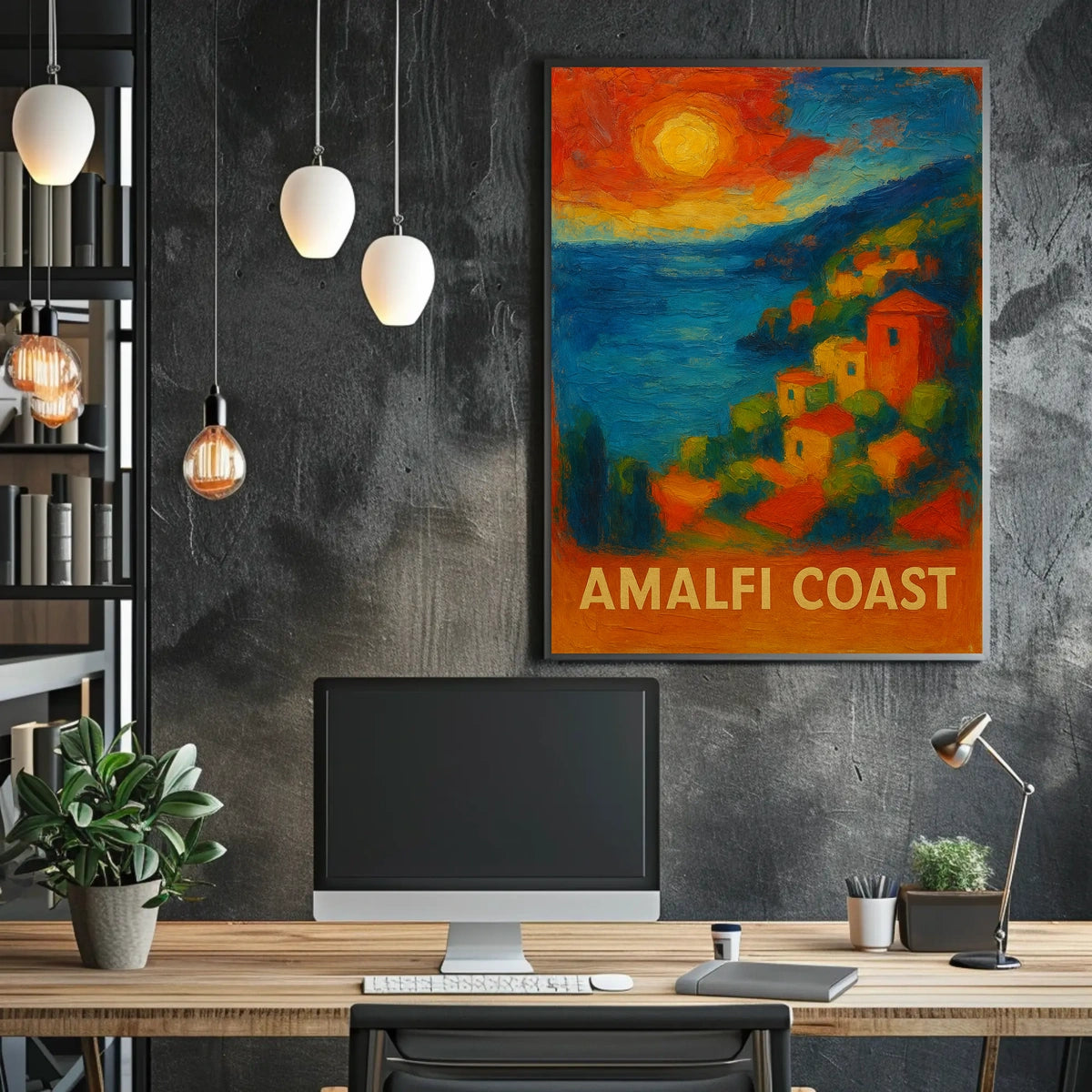 Amalfi Coast Poster Wall Art for Coastal Home Decor