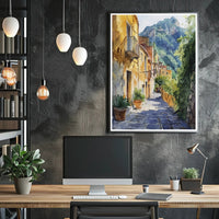 Serene Italian Village Scene Poster PosterGoat