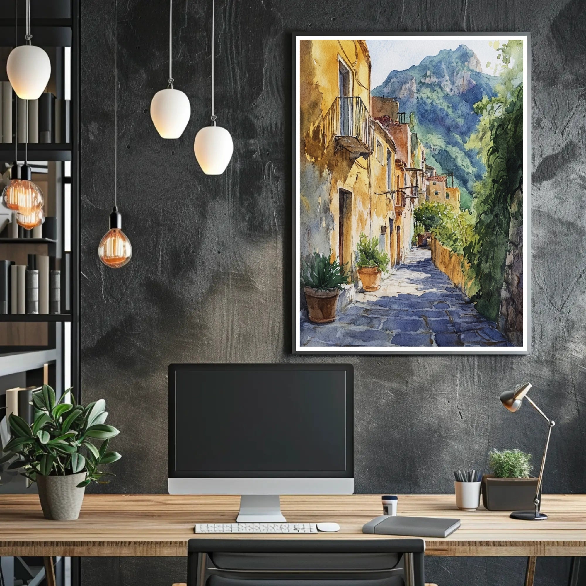 Serene Italian Village Scene Poster PosterGoat