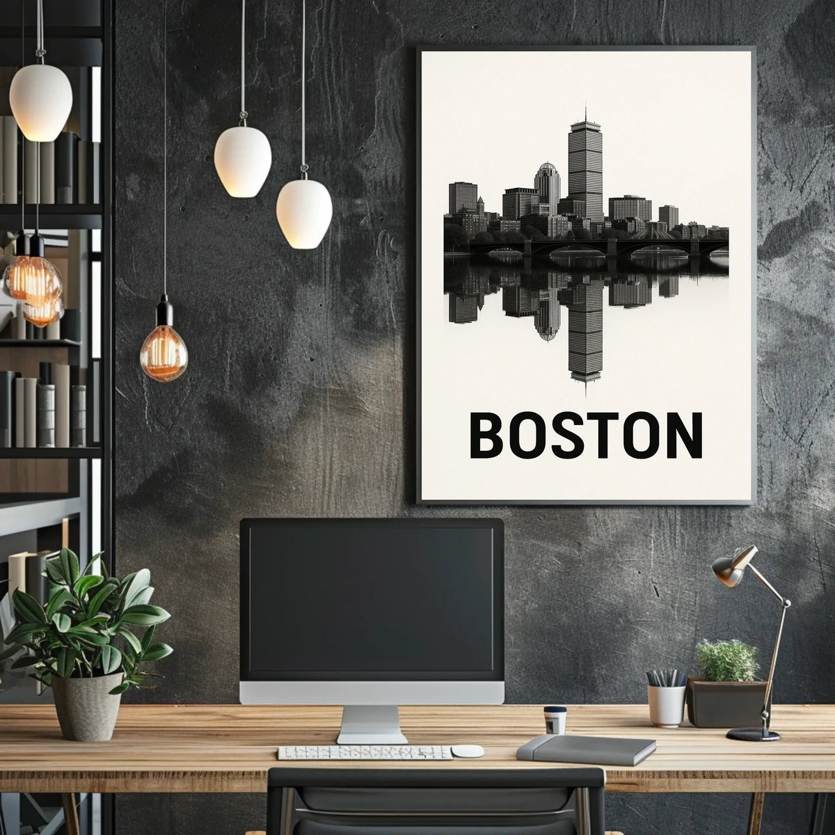 Boston Skyline Reflection Poster