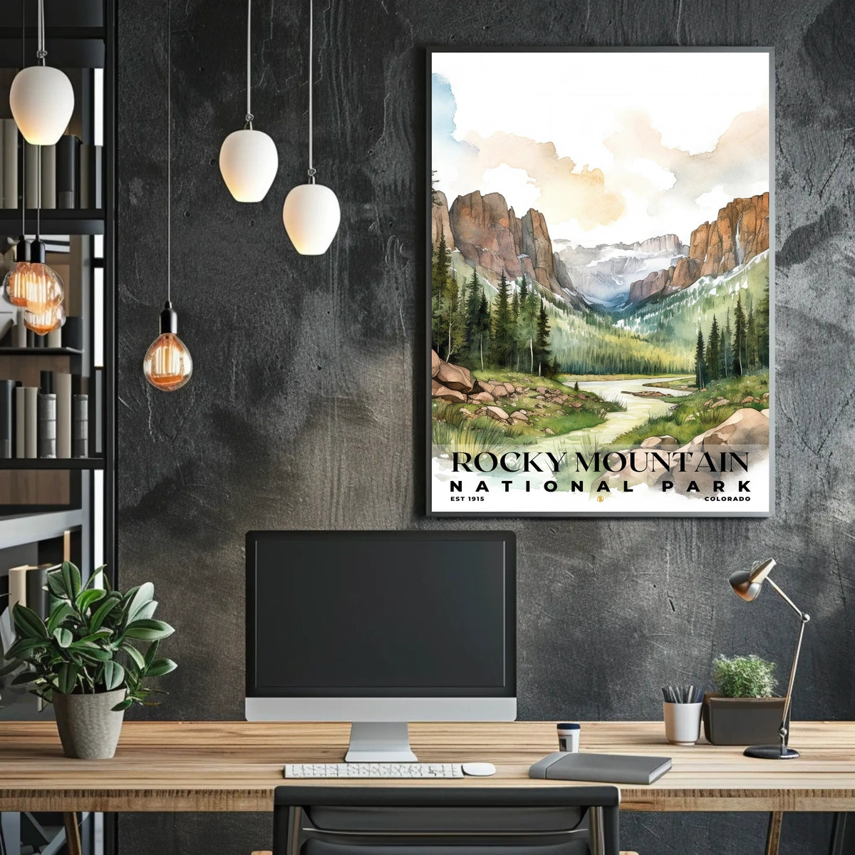 Rocky Mountain Watercolor Wall Art Poster