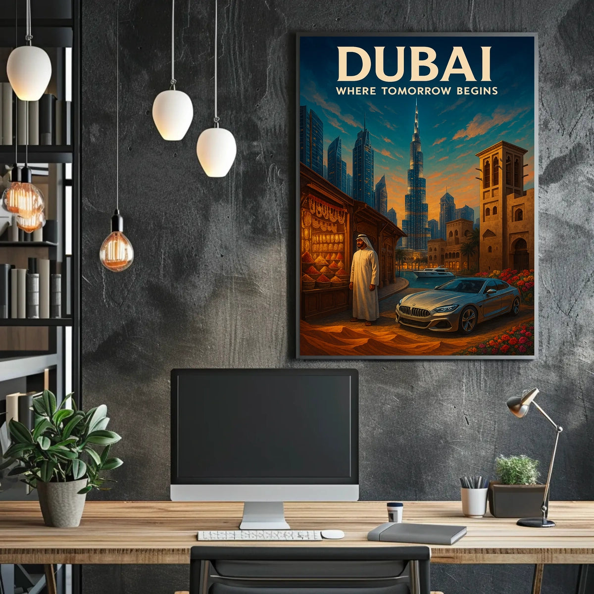 Dubai Cityscape Poster Where Tomorrow Begins For Dreamers
