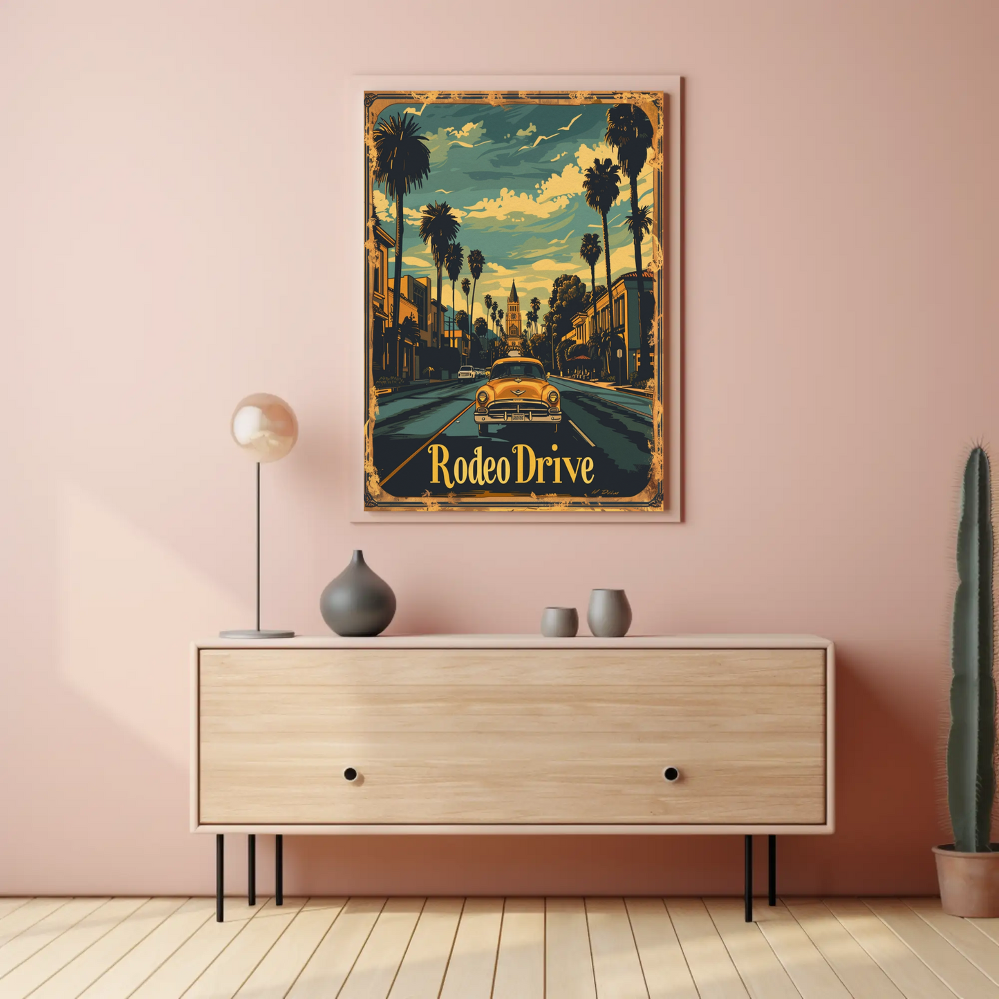 Rodeo Drive Vintage Car Beverly Hills Travel Poster