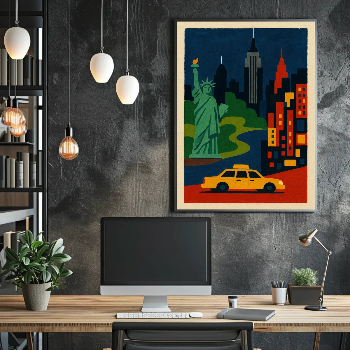 New York City Landmarks Poster Modern Wall Art For Home