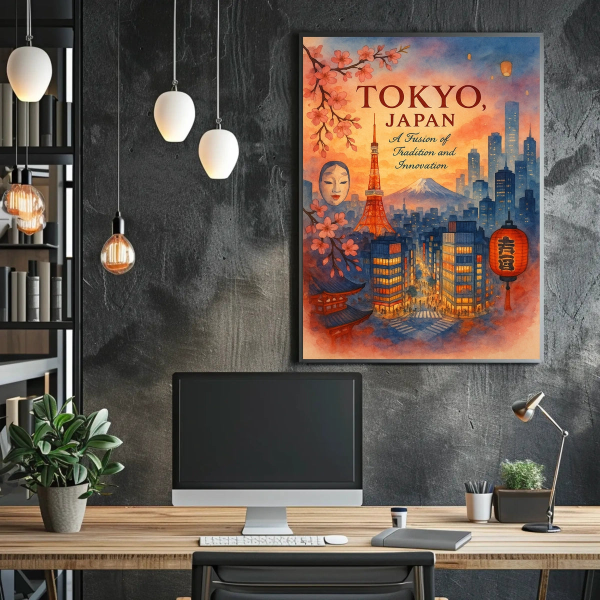 Tokyo Skyline Watercolor Poster: Tradition Meets Modernity