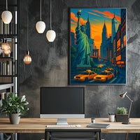 New York City Skyline Artwork Poster Modern Wall Art