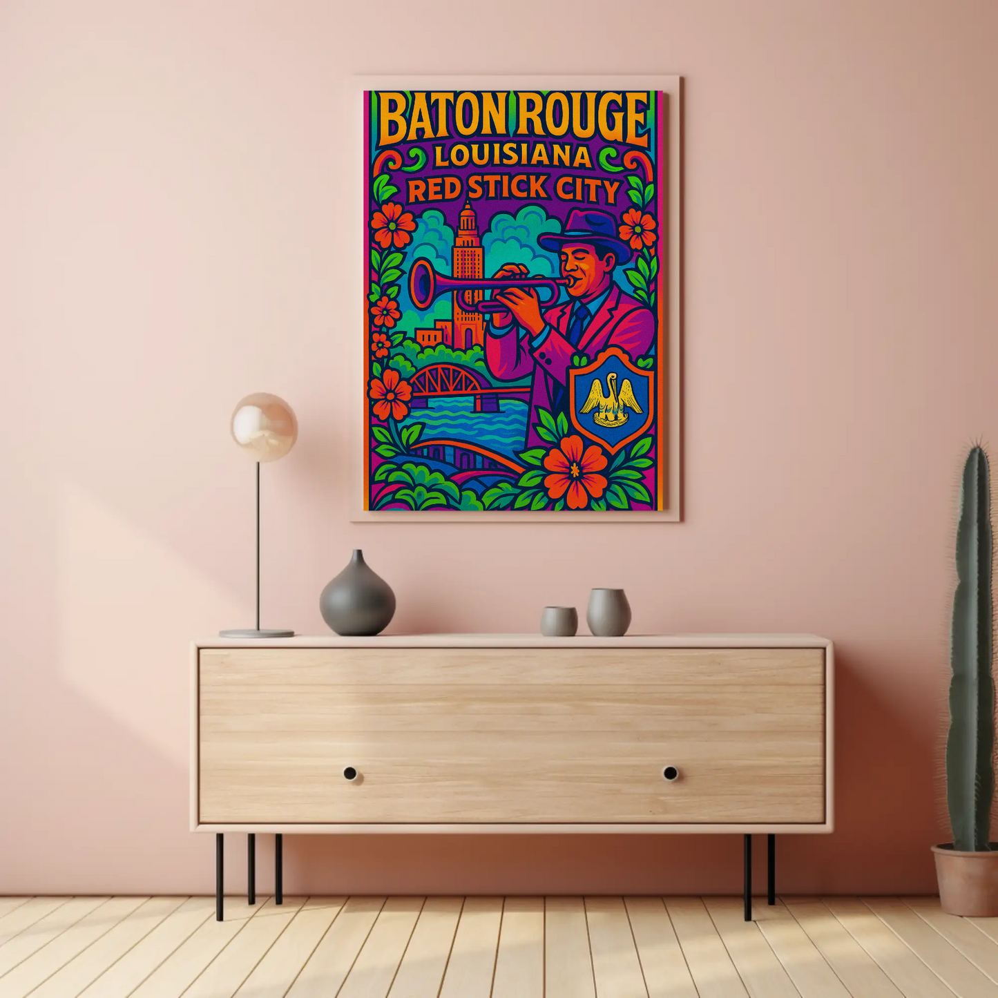 Baton Rouge Red Stick City Travel Poster