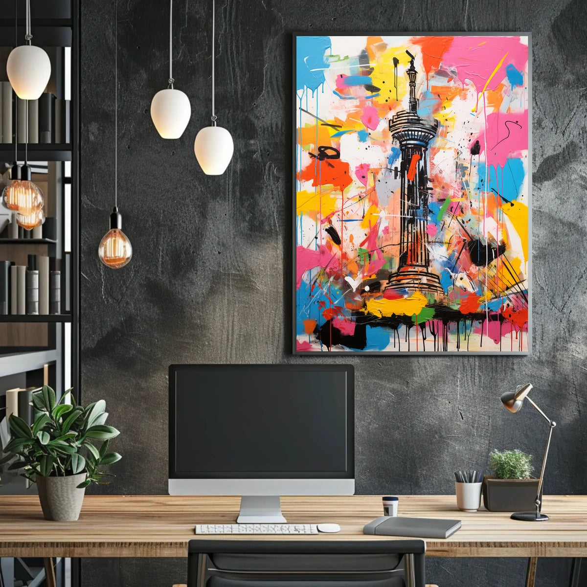 Vibrant Landmark Tower Showcase: Abstract, Artistic, or Pop Culture Poster
