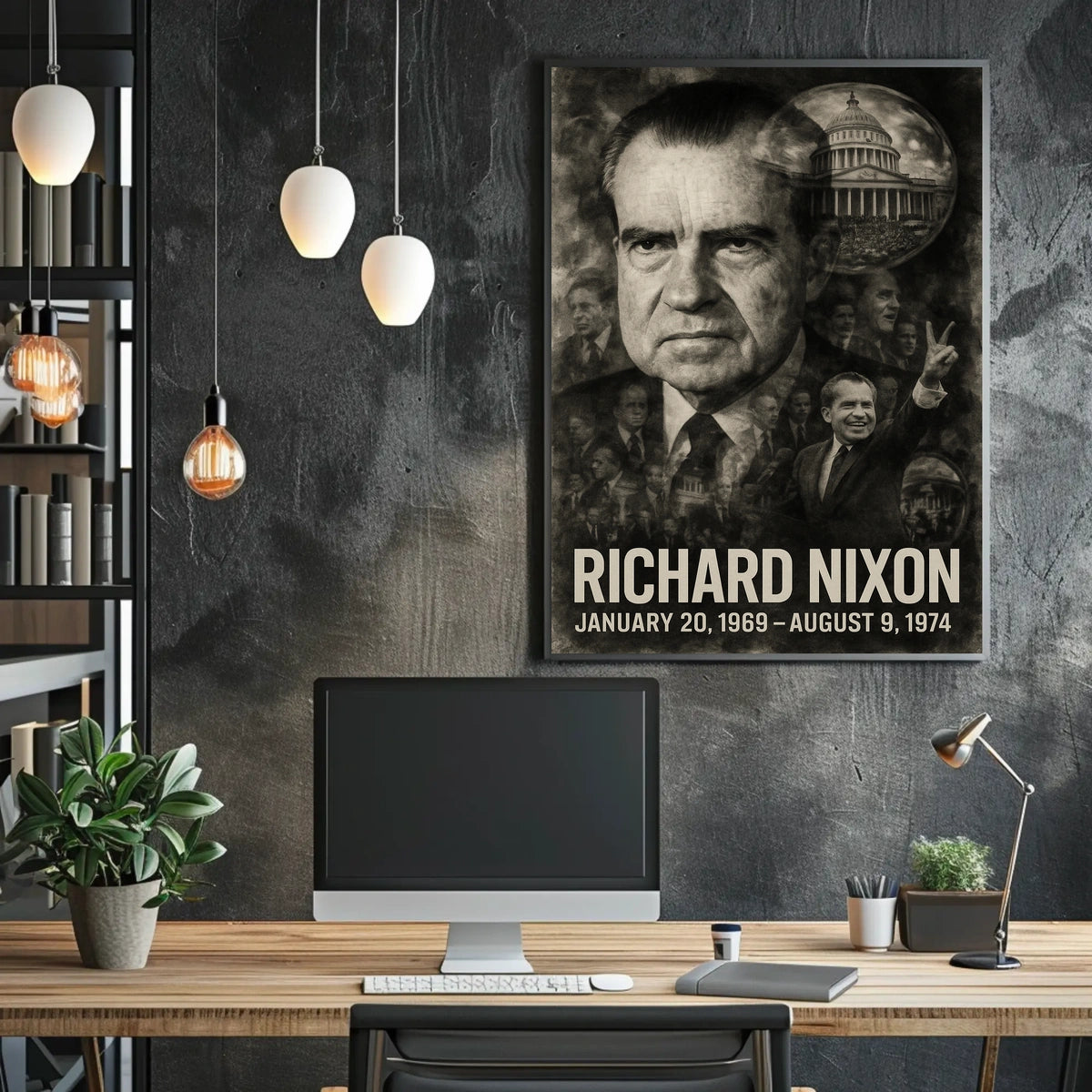 Richard Nixon 37th President of the United States Double Exposure Poster