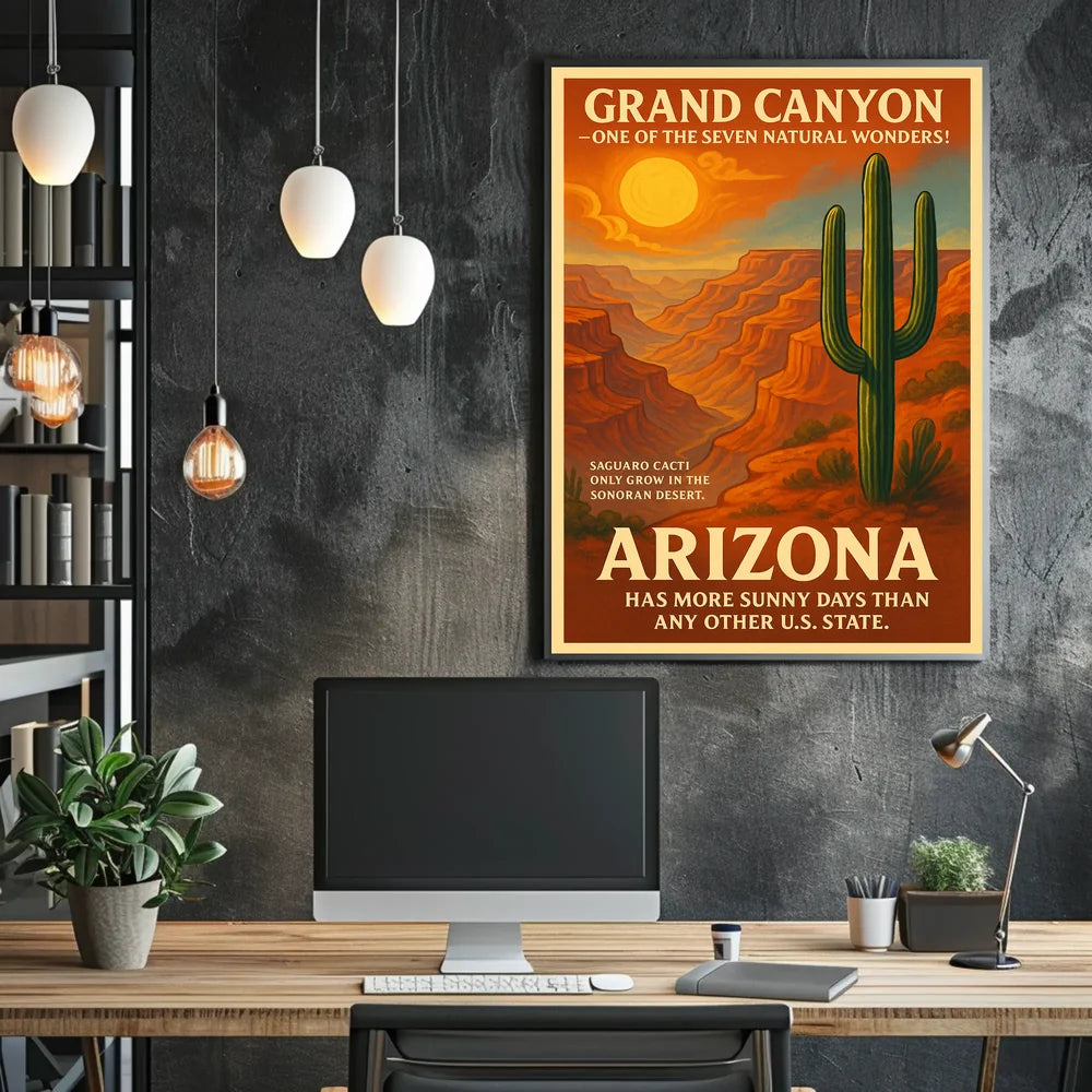 Grand Canyon Arizona Travel Vintage Illustration Poster