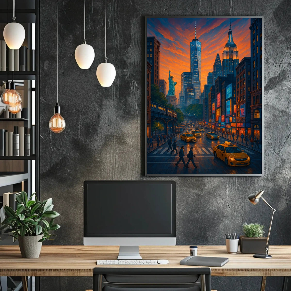 New York City Urban Street Scene Poster Modern Wall Art