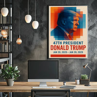 Donald Trump Visionary Leadership Side Profile Geometric Red Blue Patriot Poster