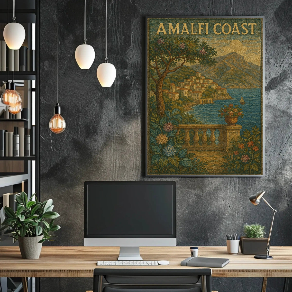 Amalfi Coast Poster Wall Art 18x24 Inches Ocean View